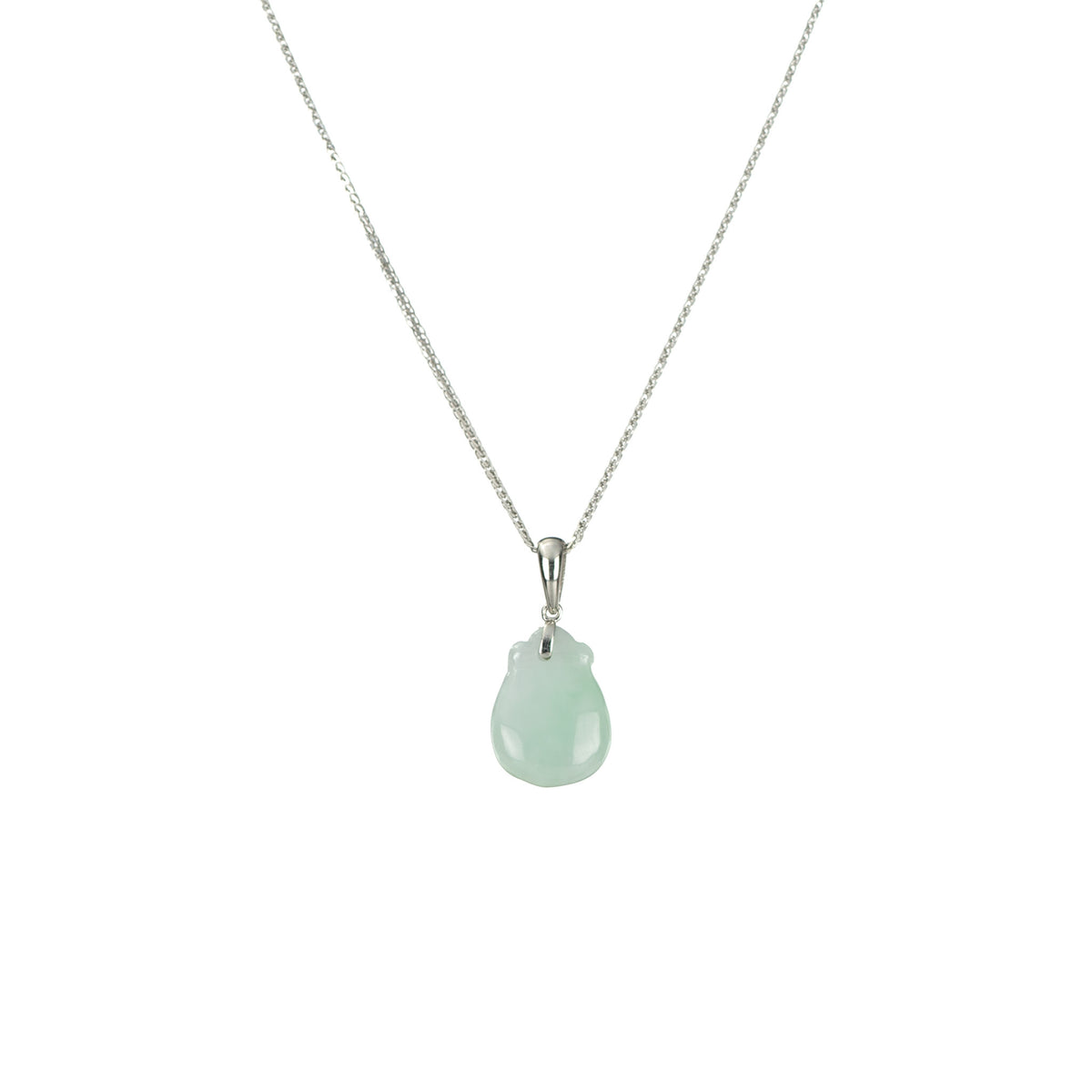 Petite Jade Purse Necklace with 18k White Gold