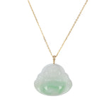 Gold Laughing Buddha Jade Pendant - 18K Yellow Gold