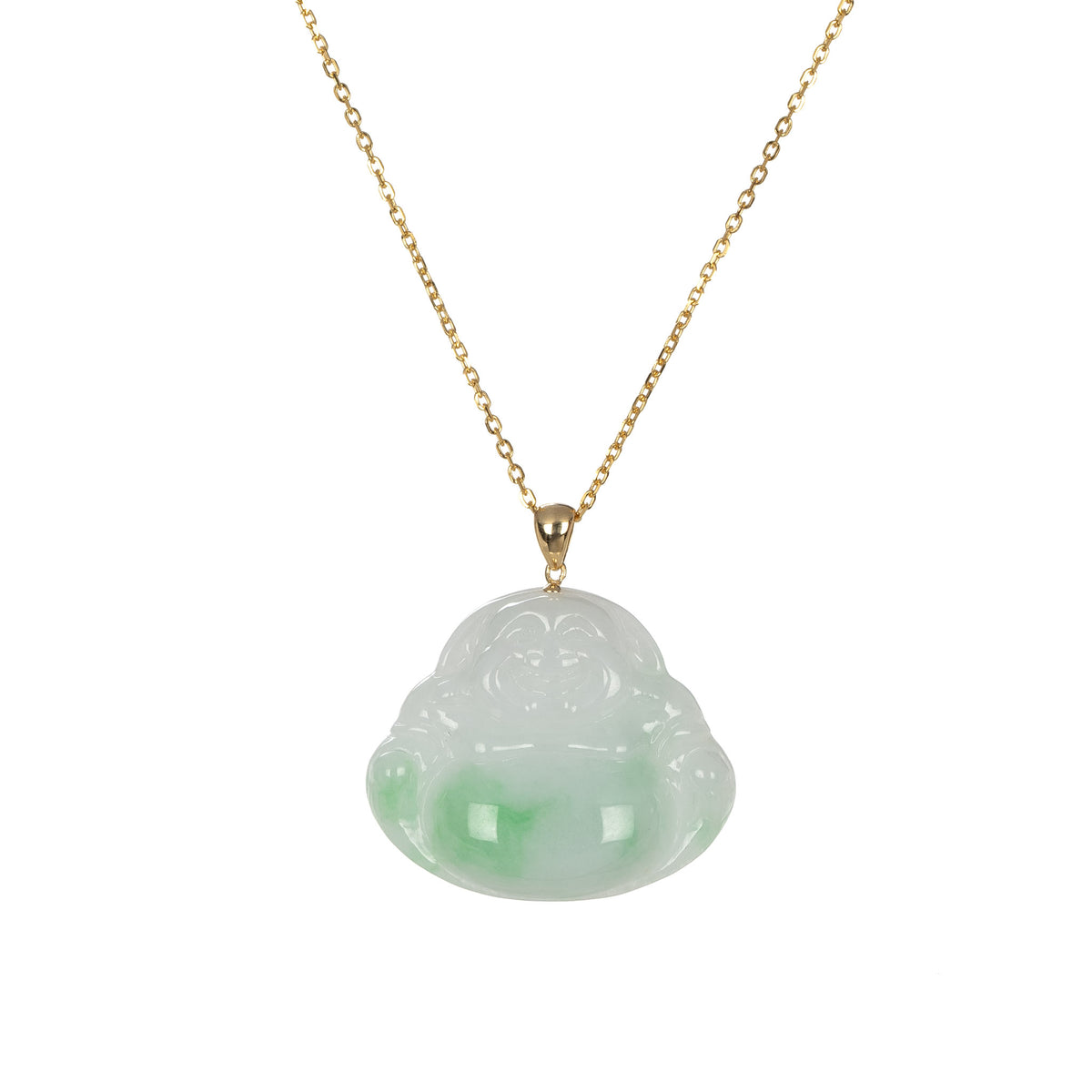 Gold Happy Buddha Jadeite Necklace - 18K Yellow Gold