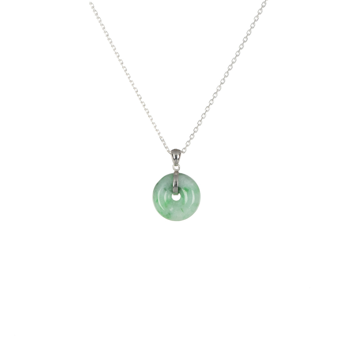 Natural Light Green Pattern Jade Donut Necklace - Kandy Donut