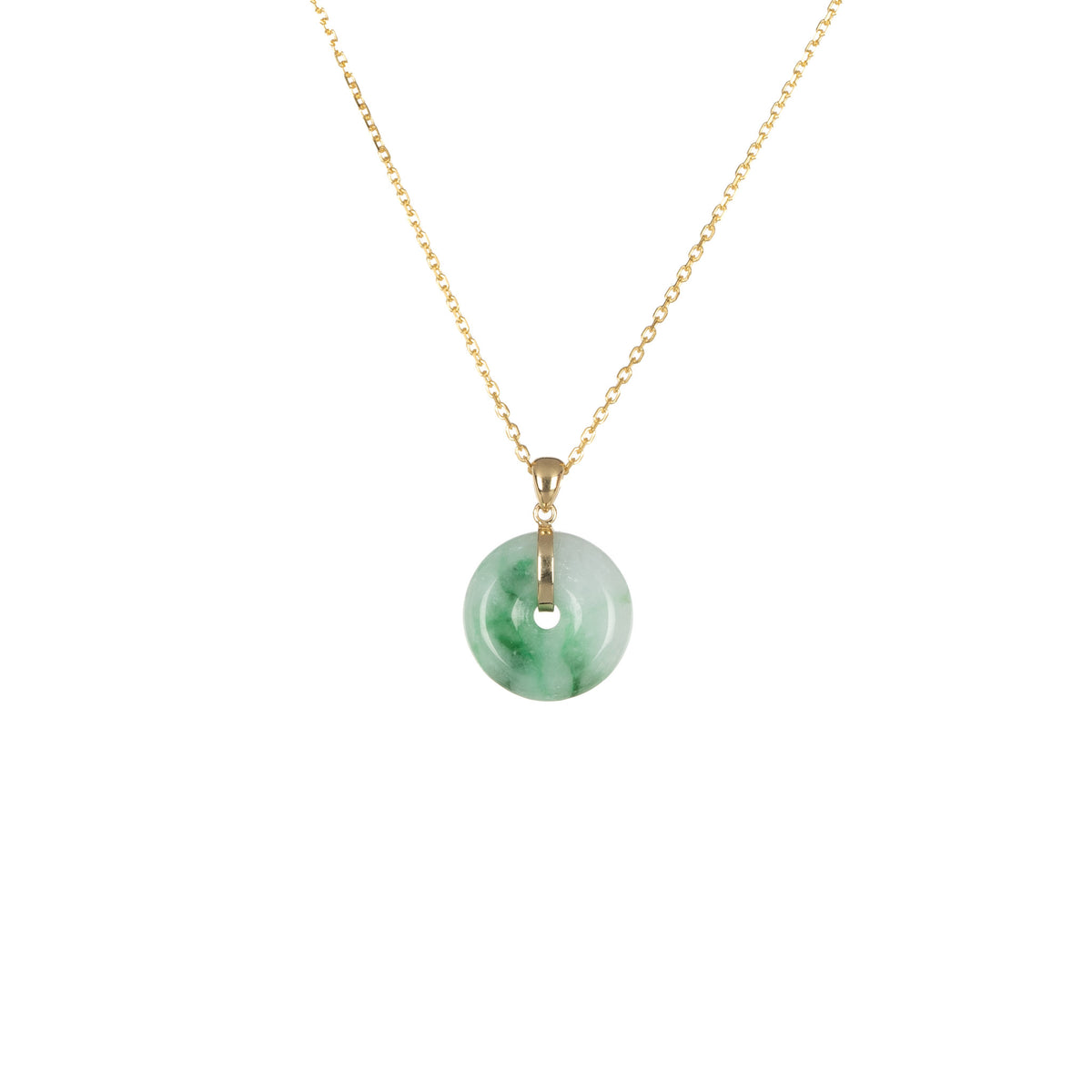 Untreated White with Green Pattern Jade Necklace - Kandy Donut