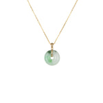 18K White and Green Pattern Jade Donut Necklace - Kandy Donut
