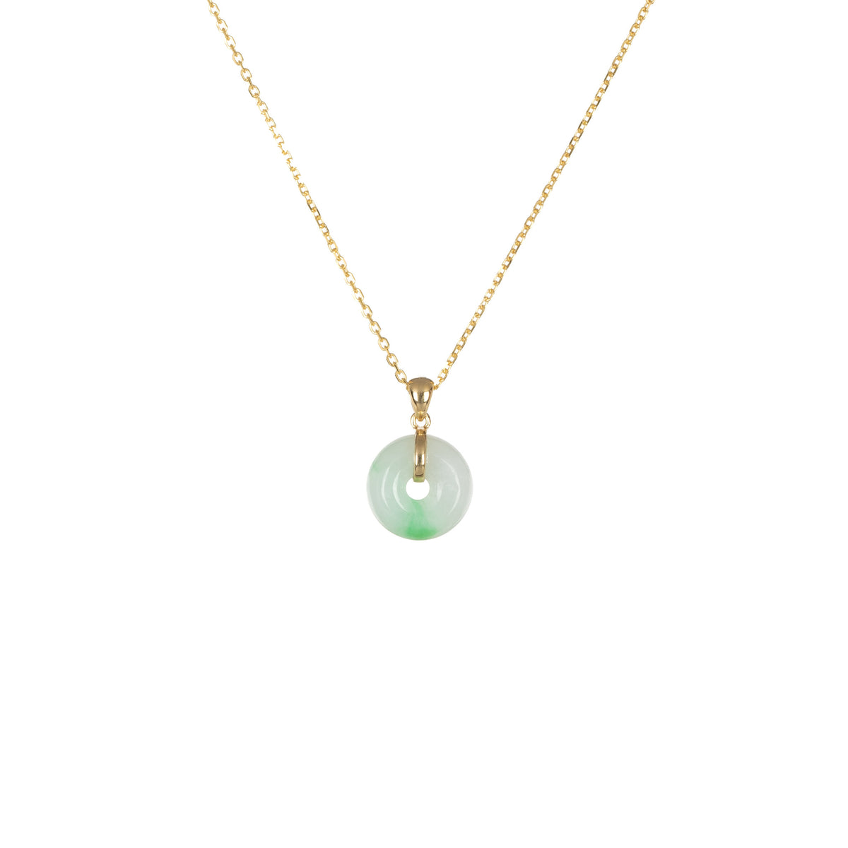 18K White with Apple Green Jade Necklace - Kandy Donut