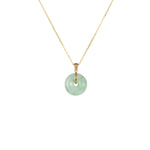 Untreated Pale Green with Light Green Pattern Jade Donut Necklace - Kandy Donut