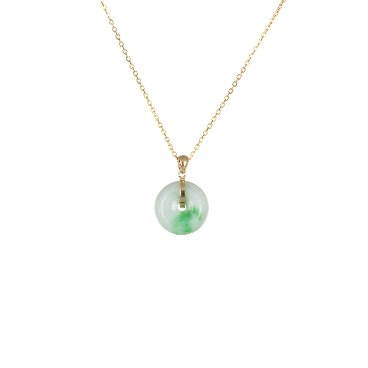 Untreated White with Apple Green Patch Jade Necklace - Kandy Donut