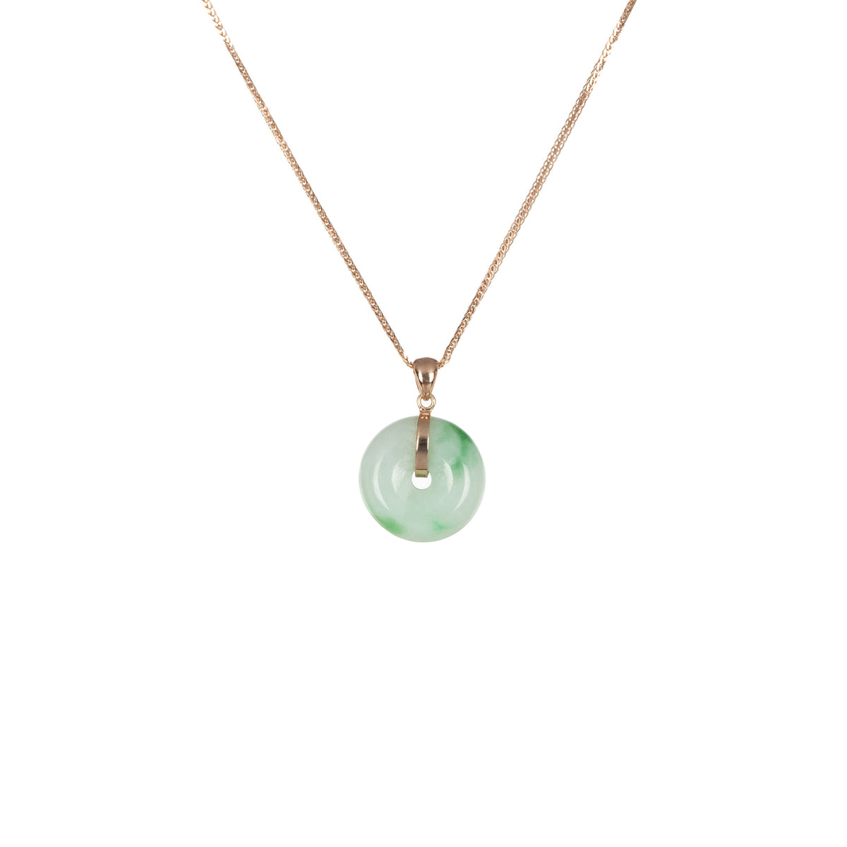 Grade A Pale Green with Green Pattern Jade Necklace - Kandy Donut