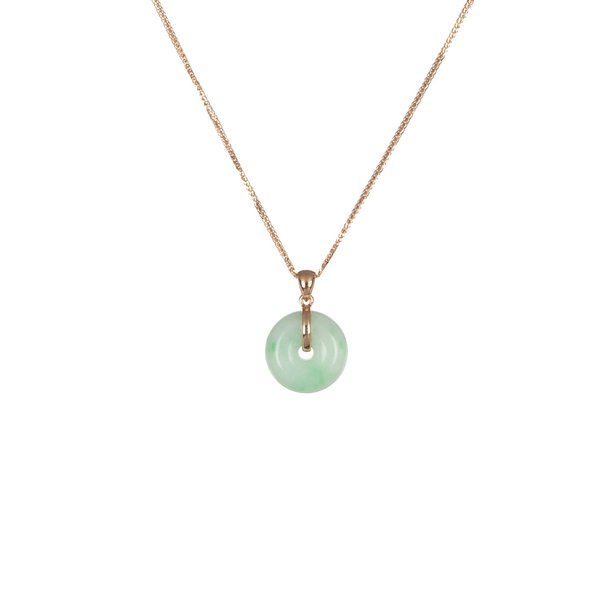 18K Pale Green with Light Green Pattern Jade Necklace - Kandy Donut