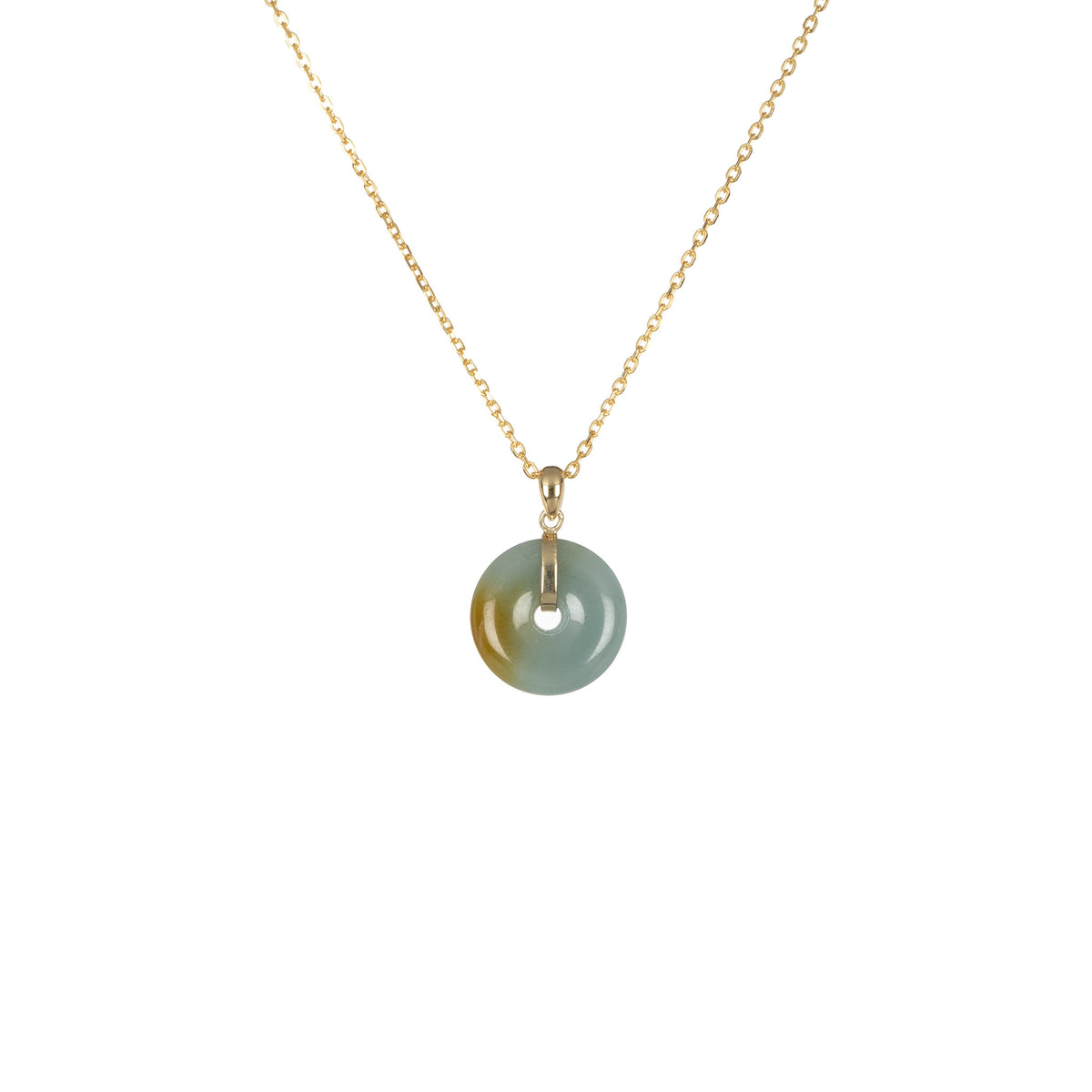 18K Bluish Grey with Brown Jade Pendant - Kandy Disc