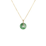 Natural Imperial Green with White Jade Disc Necklace - Kandy Disc