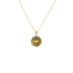 Natural Yellow with Grey Jadeite Jade Pendant - Kandy Disc