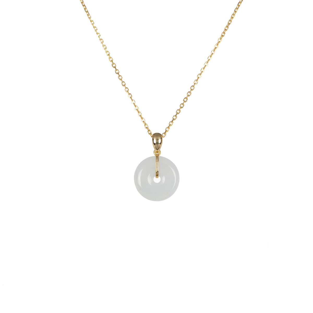 Natural White Jade Pendant - Kandy Disc