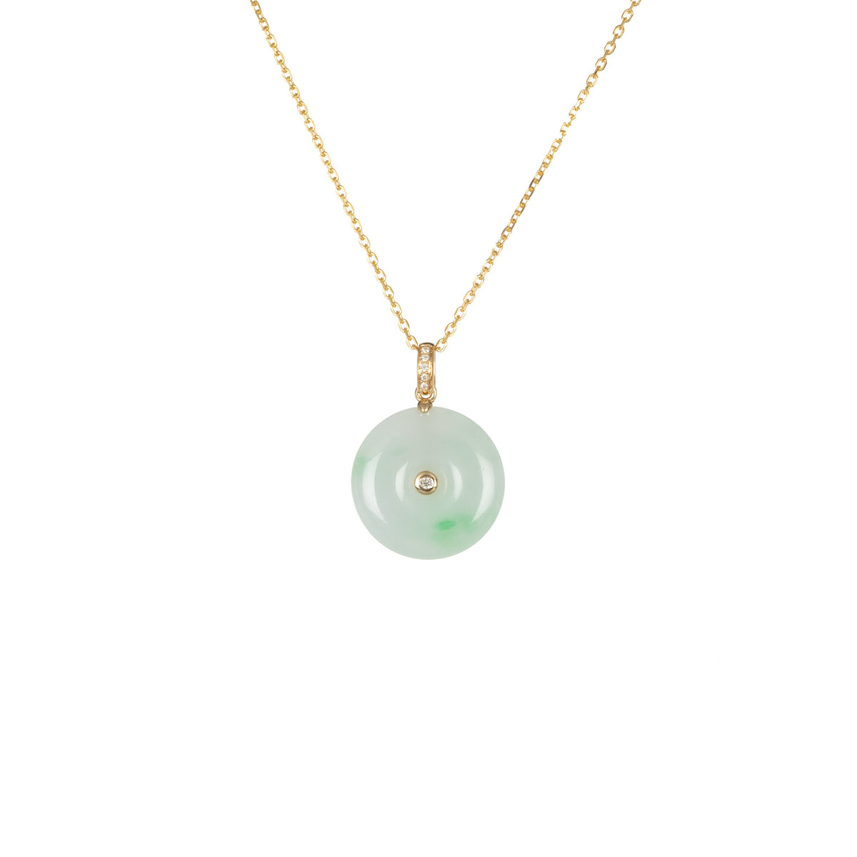 Jade Disc Pendant with Diamond