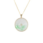 Carved Jadeite Jade Disc Pendant with Diamond