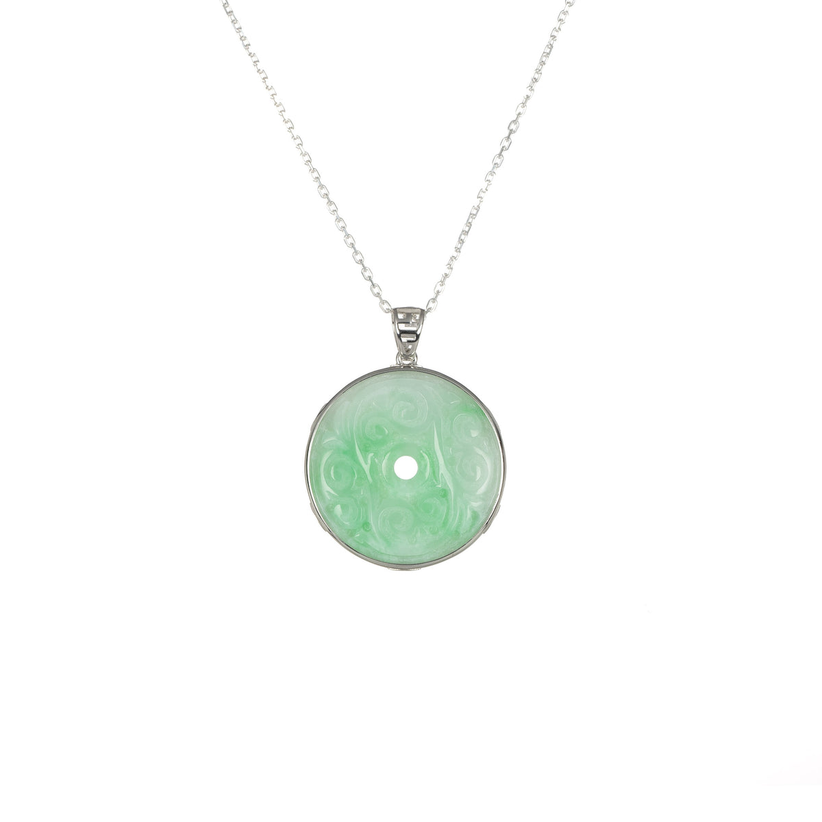 Carved Untretaed Jade Disc Pendant