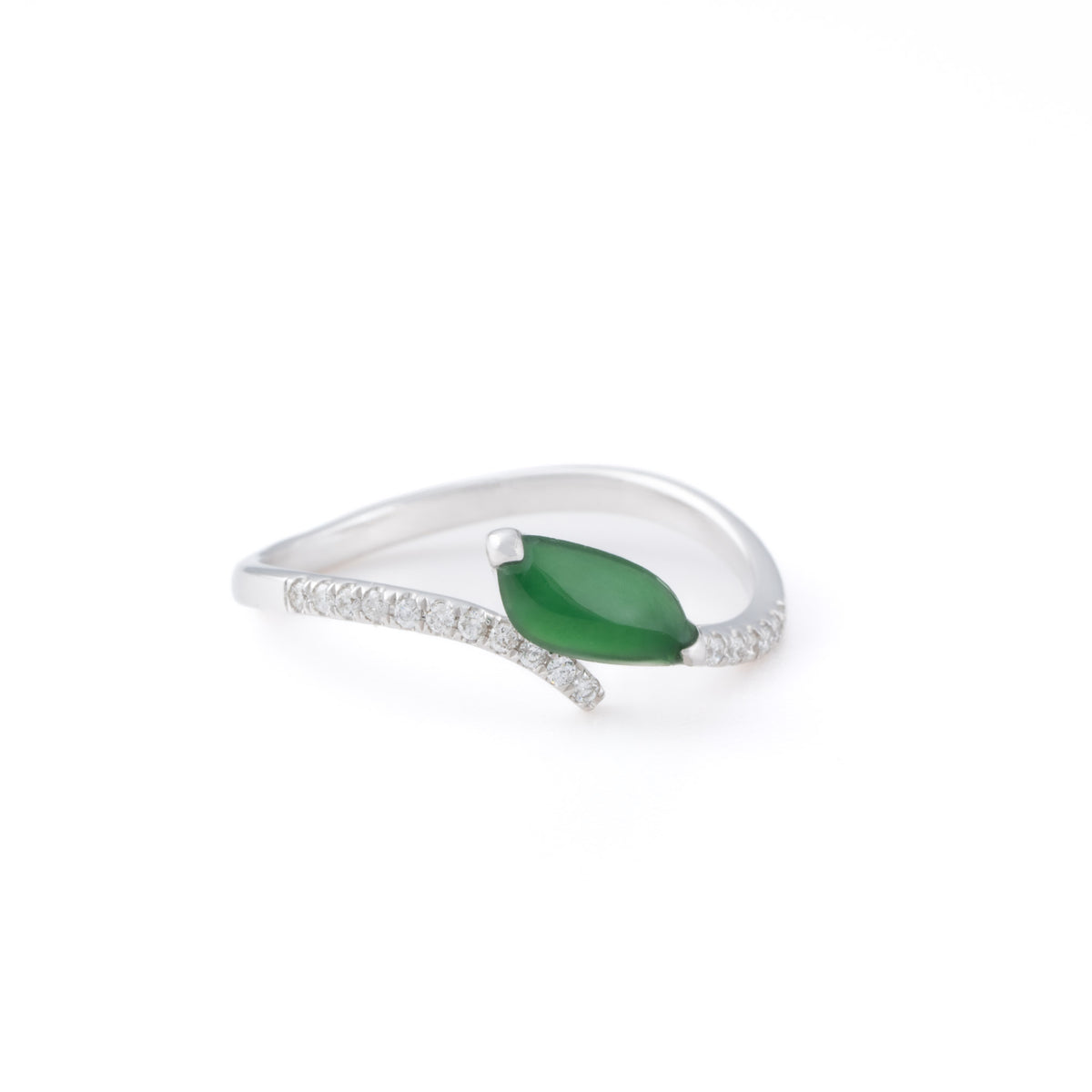 Sydney - Marquise Jadeite Jade Ring in 18K White Gold