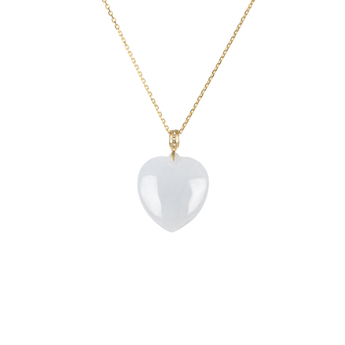 Sereniti Jadeite Jade Heart Pendant with 18K Gold - Large