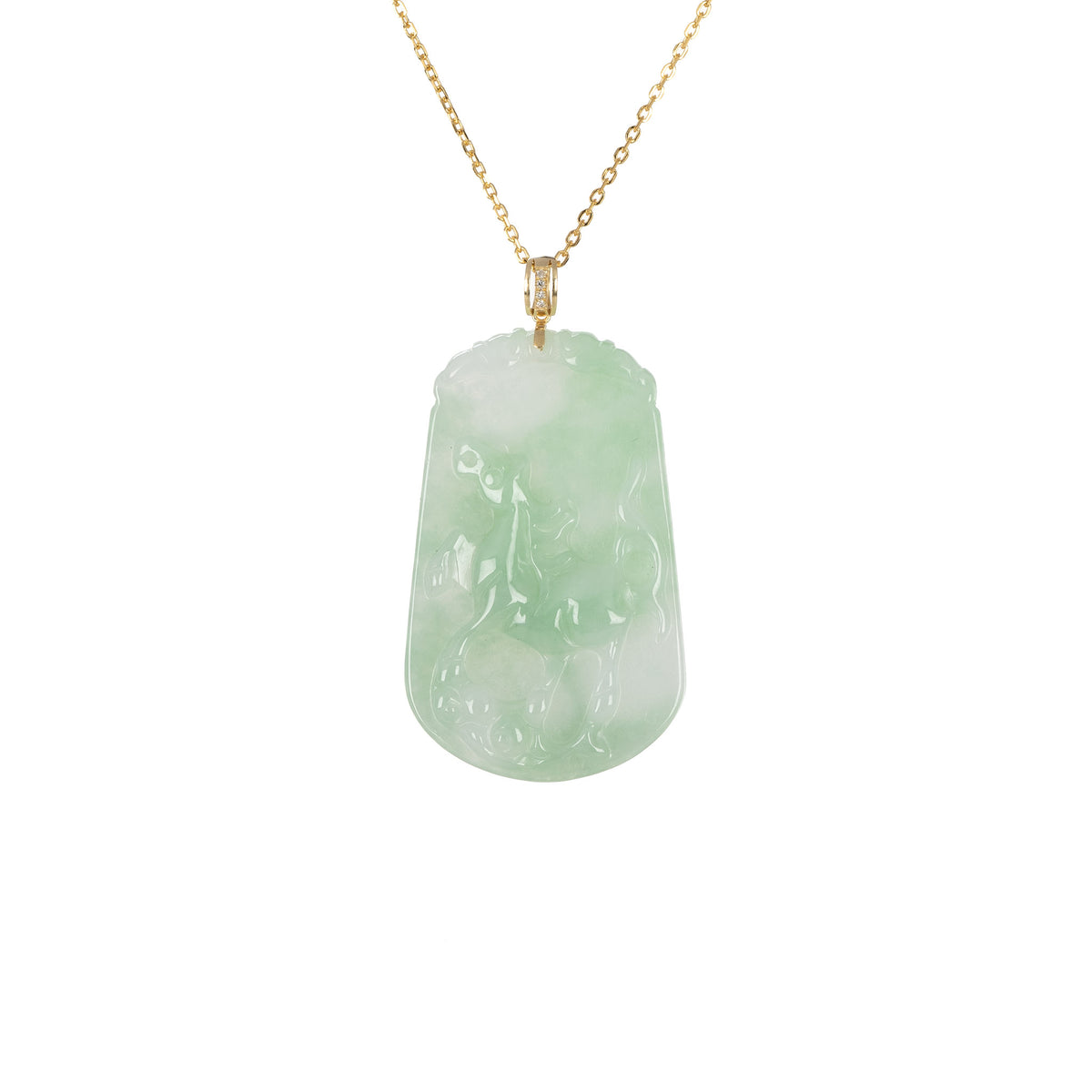 Tranquiliti Chinese Zodiac Animal Jade Pendant with 18ct Gold and Diamonds - Horse