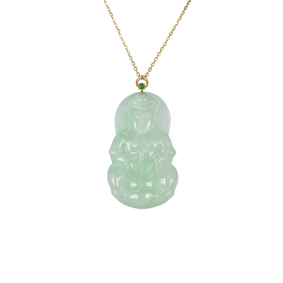 Ideali GuanYin Jadeite Jade 18K Gold Necklace