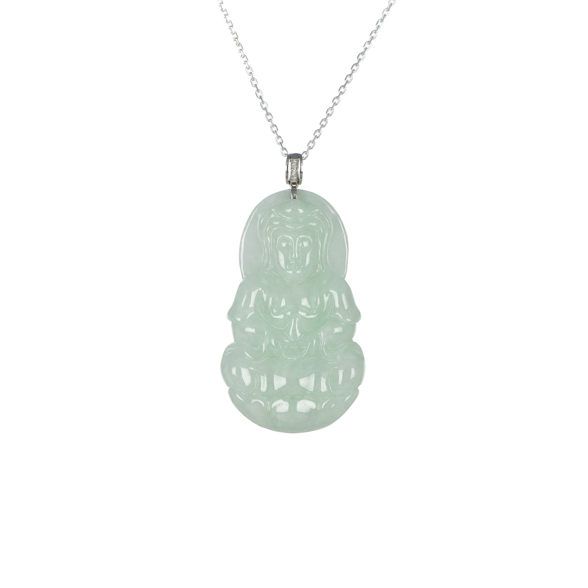 Ideali GuanYin Jadeite Jade 18K Gold Necklace