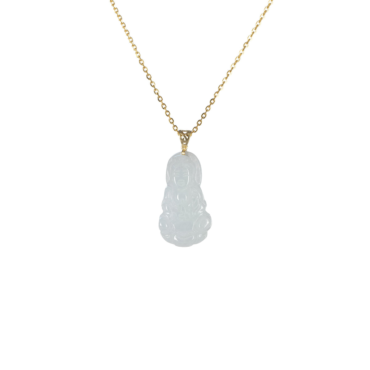 Sereniti GuanYin Jadeite Jade Necklace with 18ct Gold - Small