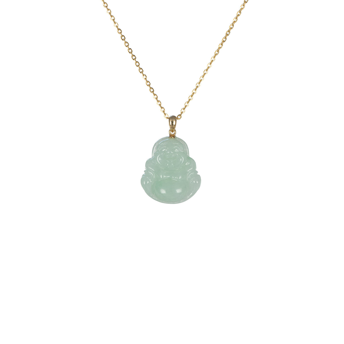 Ideali Happy Buddha Jadeite Jade Necklace with 18K Gold