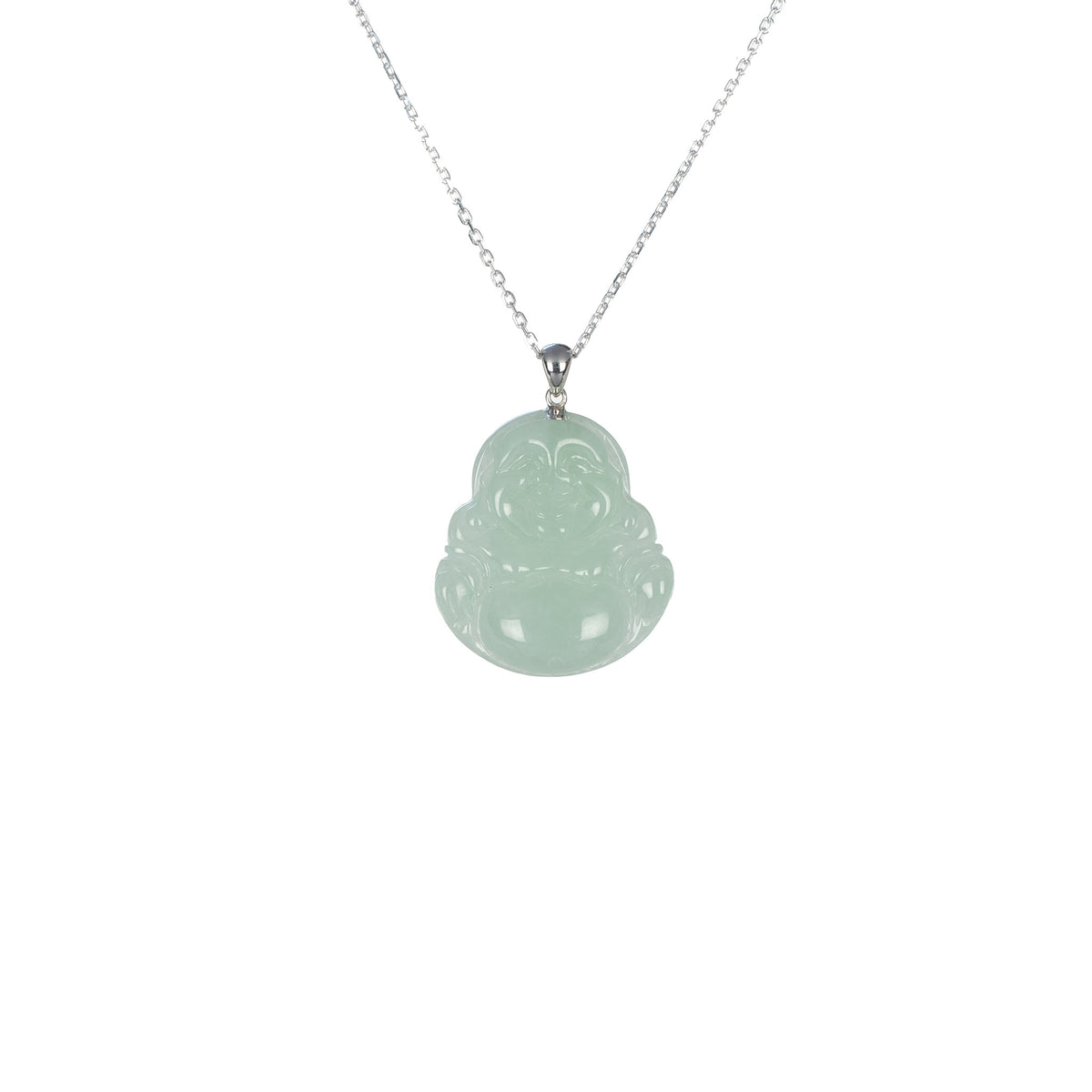 Ideali Happy Buddha Jadeite Jade Necklace with 18K Gold