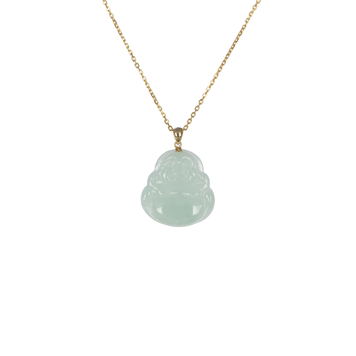 Ideali Happy Buddha Jadeite Jade Necklace with 18K Gold