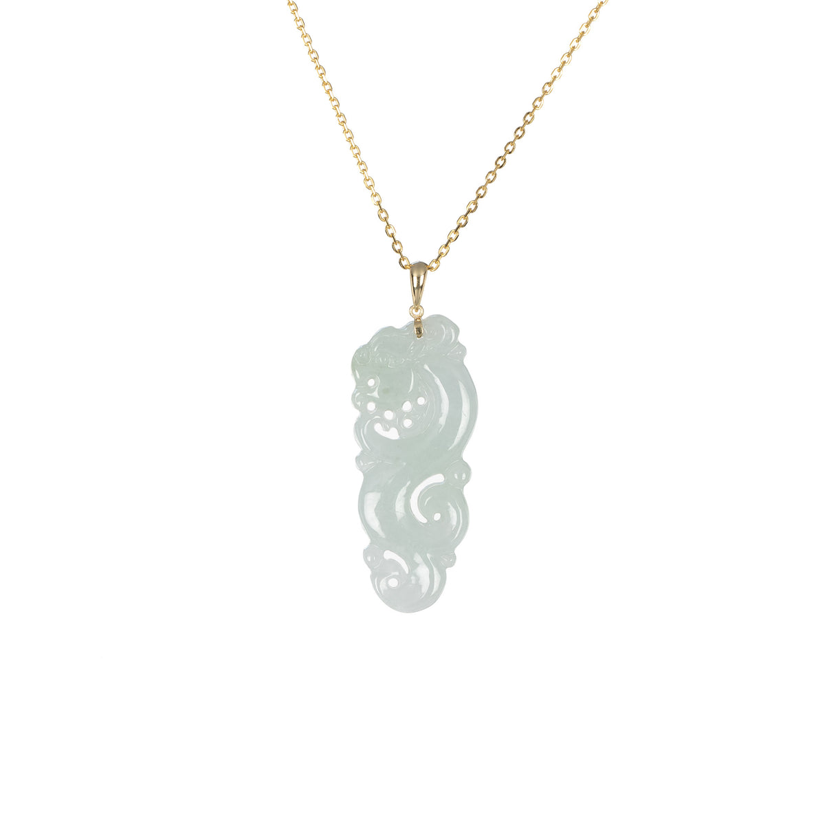 Ideali Jade Dragon Necklace with 18K Gold