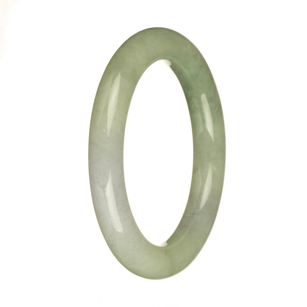 56mm White and Green Jade Bangle Bracelet