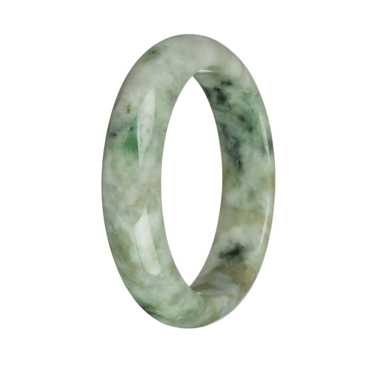 58.1mm Grey with Green Patterns Jade Bangle Bracelet