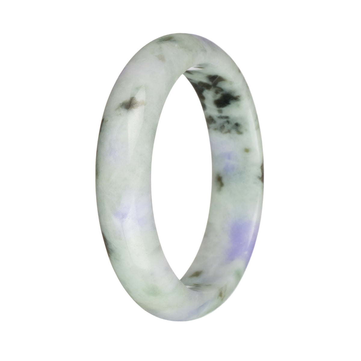 57.9mm Light Green with Lavender and Olive Green Patterns Jade Bangle Bracelet