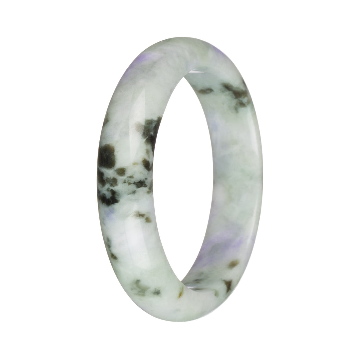 57.9mm Light Green with Lavender and Olive Green Patterns Jade Bangle Bracelet