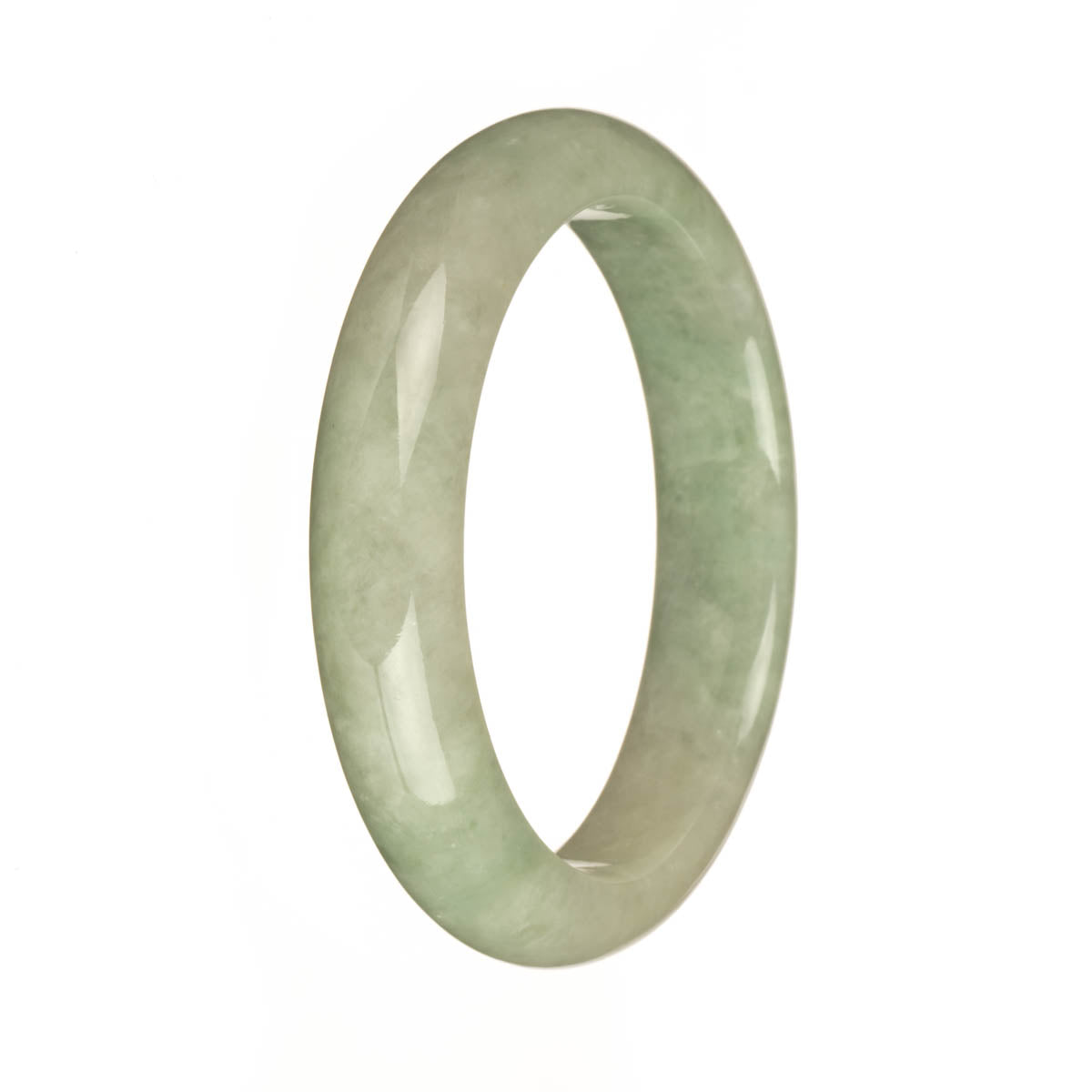 57.4mm Light Green and White with Apple GreenJade Bangle Bracelet