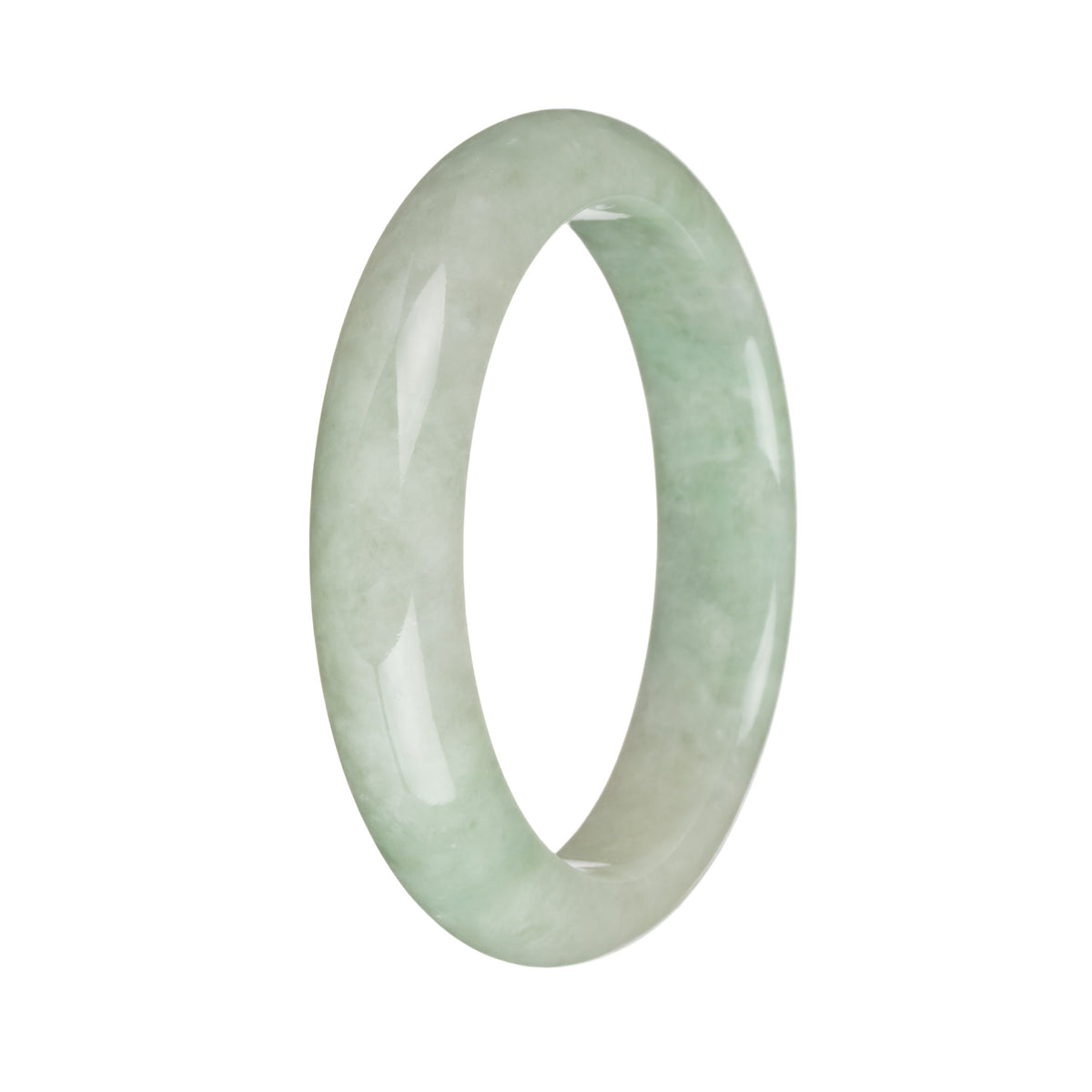 57.4mm Light Green and White with Apple GreenJade Bangle Bracelet