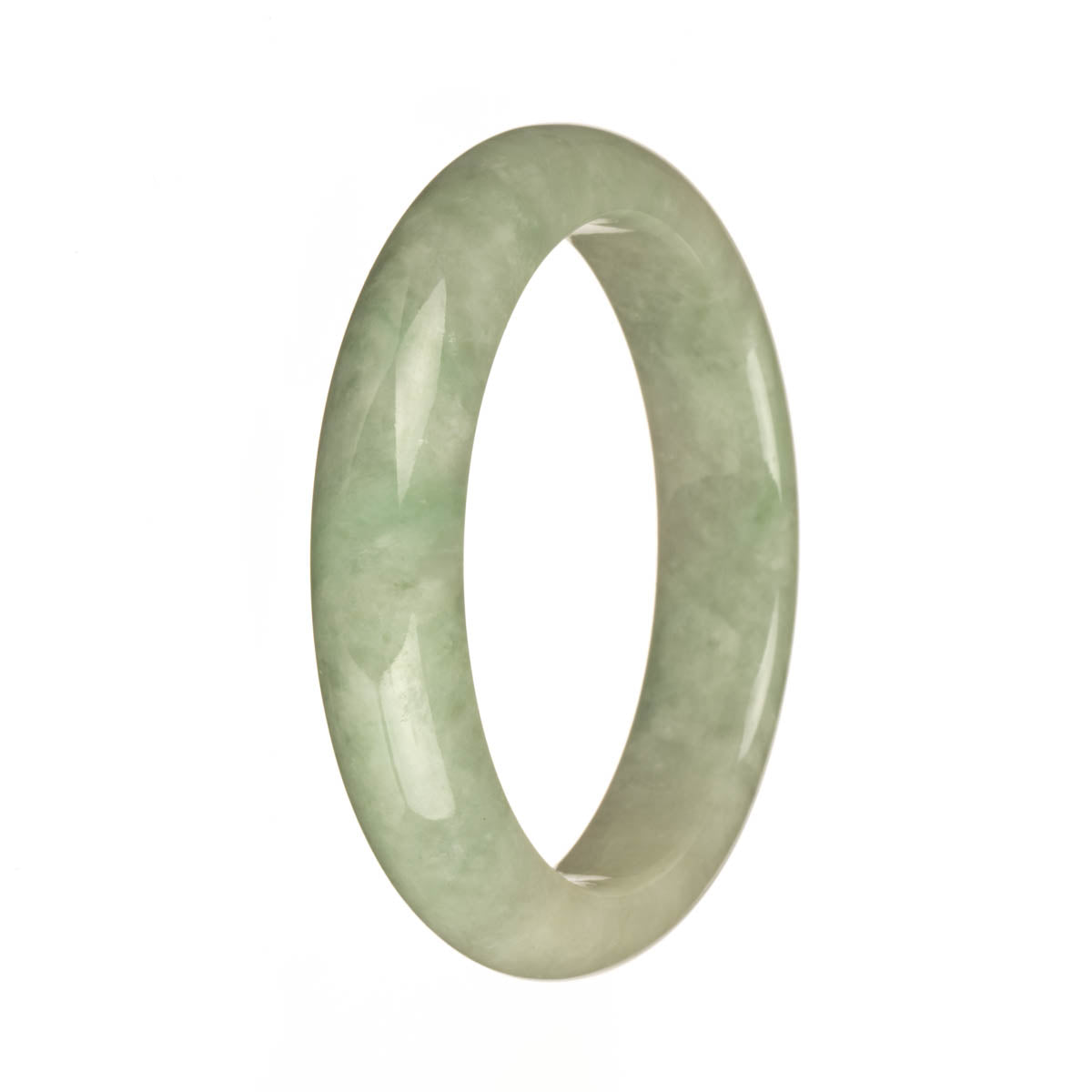 57.4mm Light Green and White with Apple GreenJade Bangle Bracelet