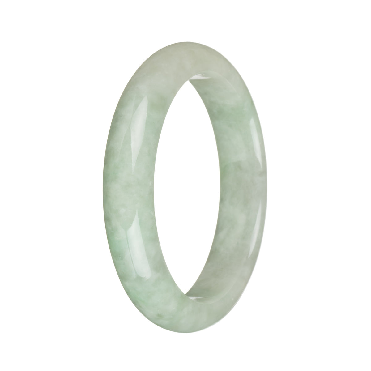 57.4mm Light Green and White with Apple GreenJade Bangle Bracelet