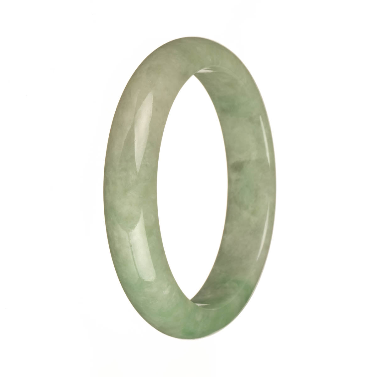 59.5mm Light Green with Apple Green Jade Bangle Bracelet