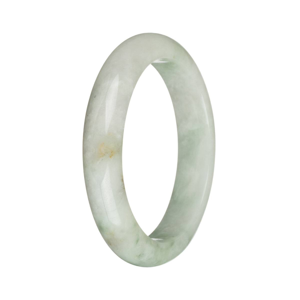 57.2mm Green and Greyish White with Brown Spots Jade Bangle Bracelet