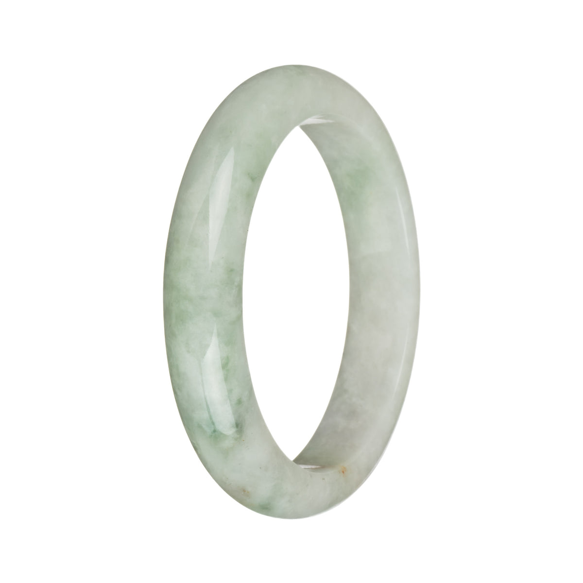 57.2mm Green and Greyish White with Brown Spots Jade Bangle Bracelet