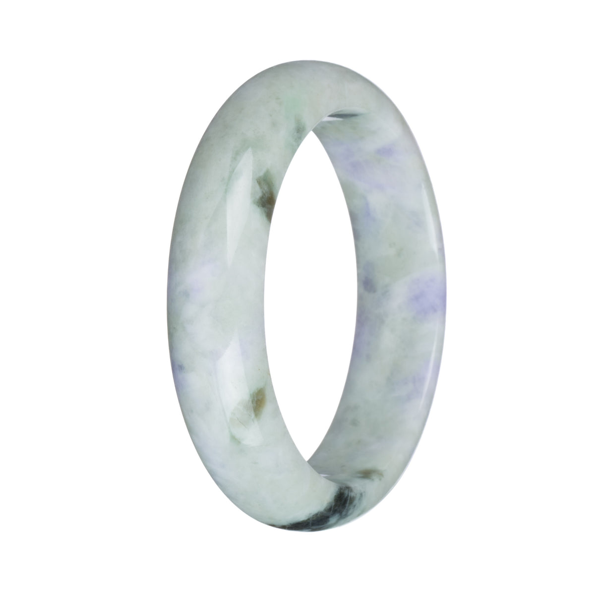 57.8mm Pale Green with Lavender and Olive Green Patterns Jade Bangle Bracelet