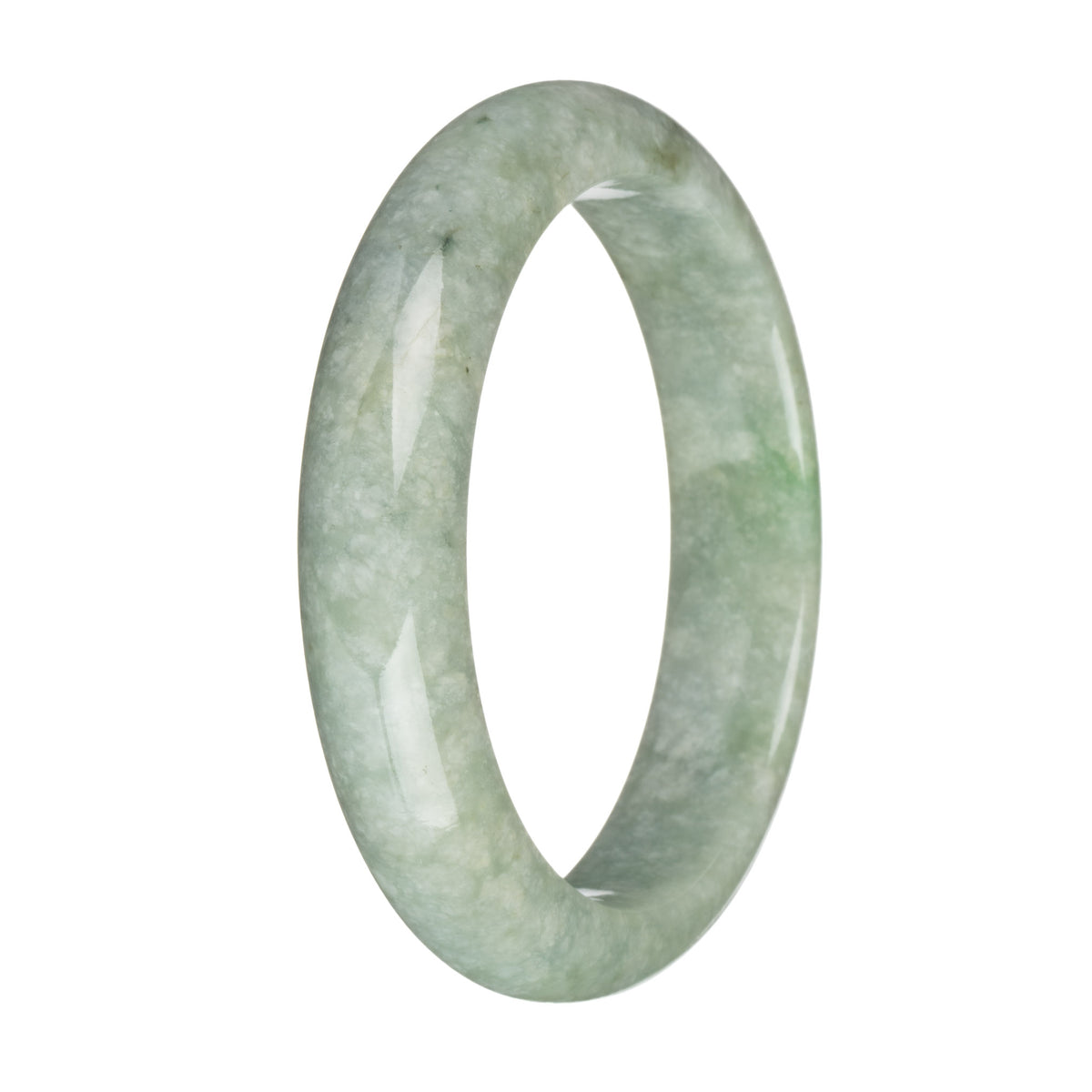 61.8mm Greyish Green with Apple Green Patch Jade Bangle Bracelet