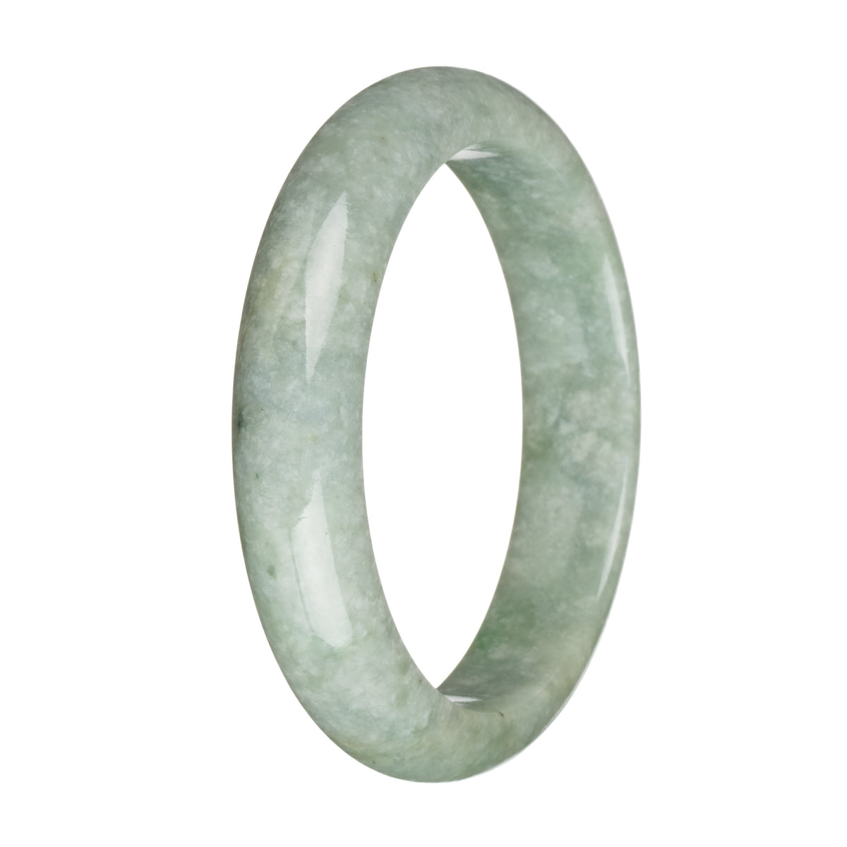 61.8mm Greyish Green with Apple Green Patch Jade Bangle Bracelet