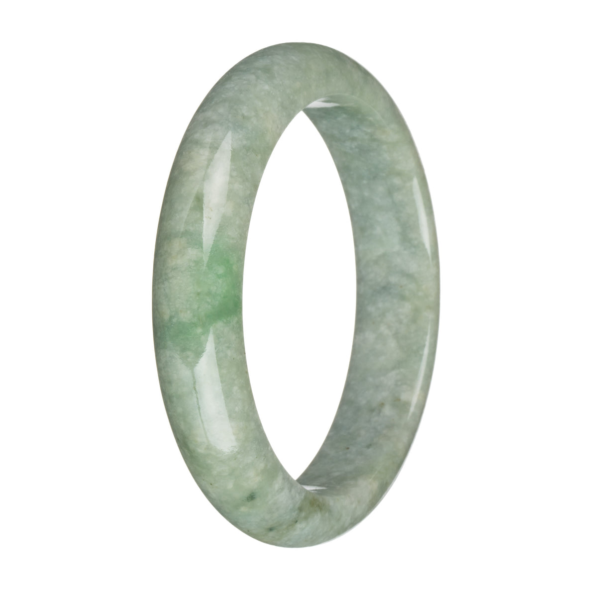 61.8mm Greyish Green with Apple Green Patch Jade Bangle Bracelet