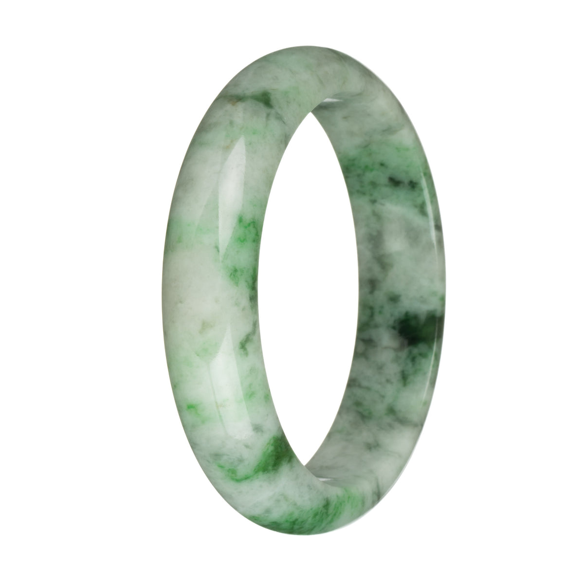 62.1mm Light Grey with Apple Green and Green Patterns Jade Bangle Bracelet