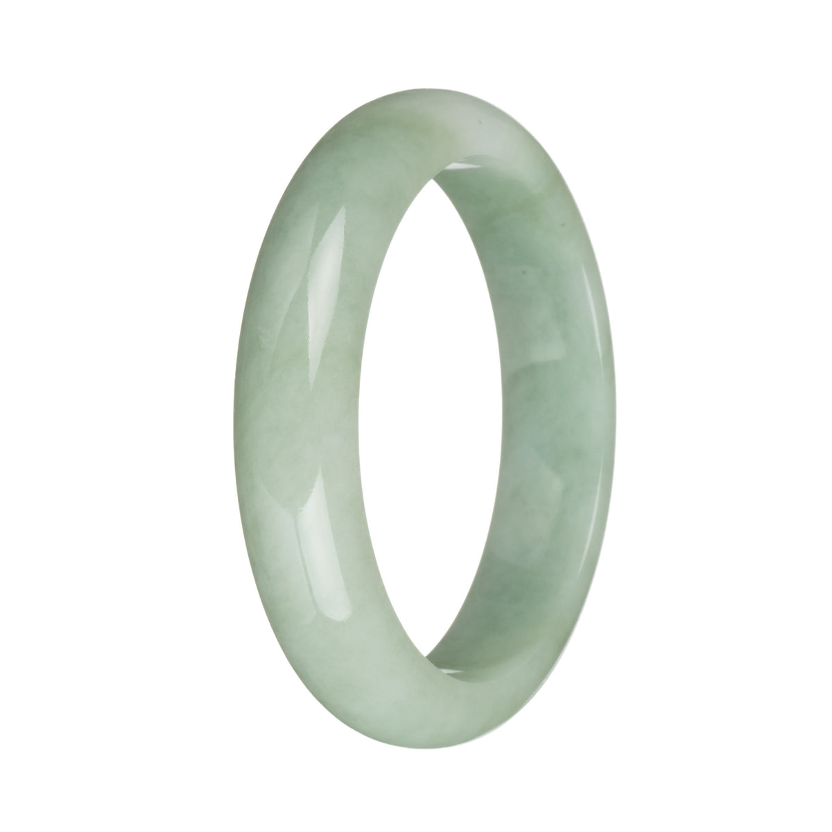 58.6mm Light Green and White Jade Bangle Bracelet