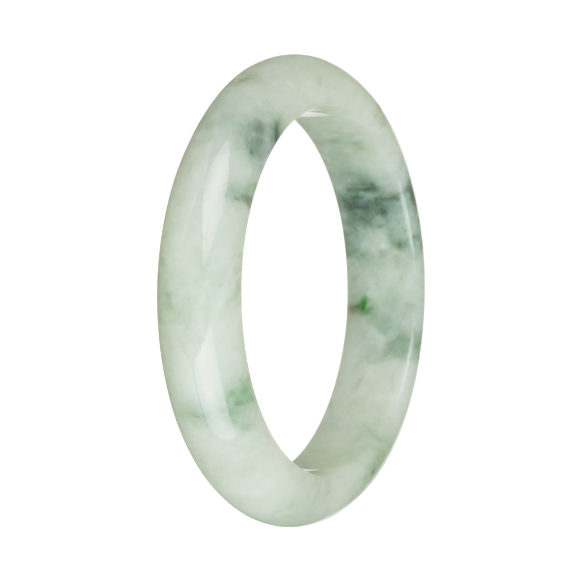 58.8mm Pale Green with Dark Green Patterns Jade Bangle Bracelet