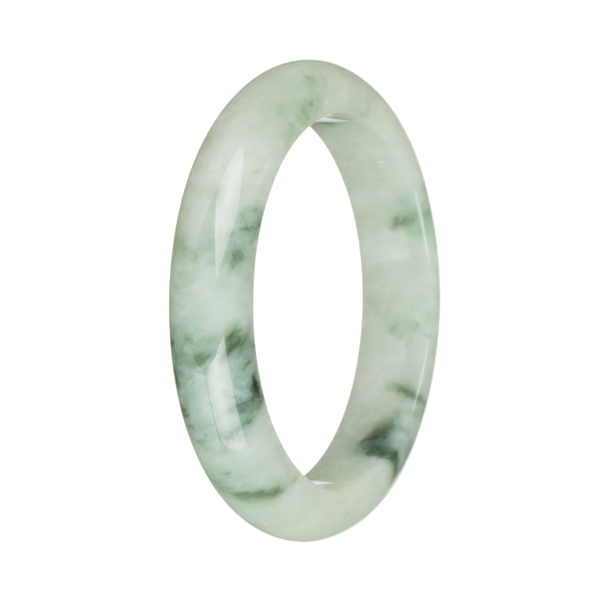 58.8mm Pale Green with Dark Green Patterns Jade Bangle Bracelet