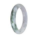 58.4mm White and Pale Lavender with Green Patterns Jade Bangle Bracelet