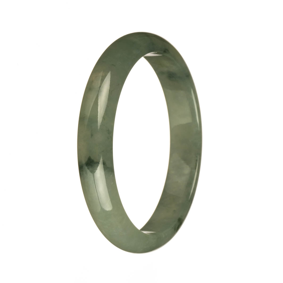 60.5mm Green with Olive Green Patterns Jade Bangle Bracelet