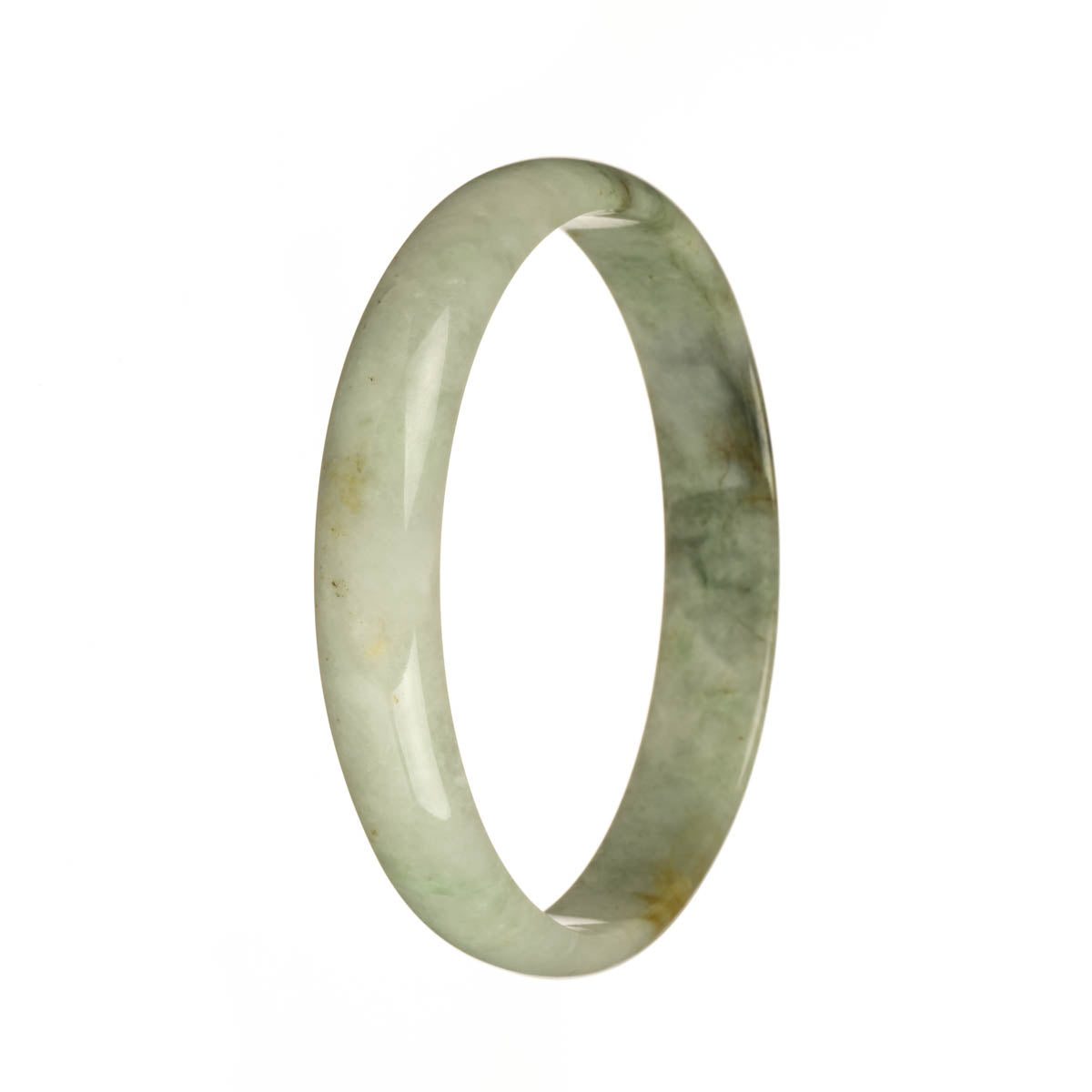 76.2mm White with Olive Green and BrownPatterns Jade Bangle Bracelet